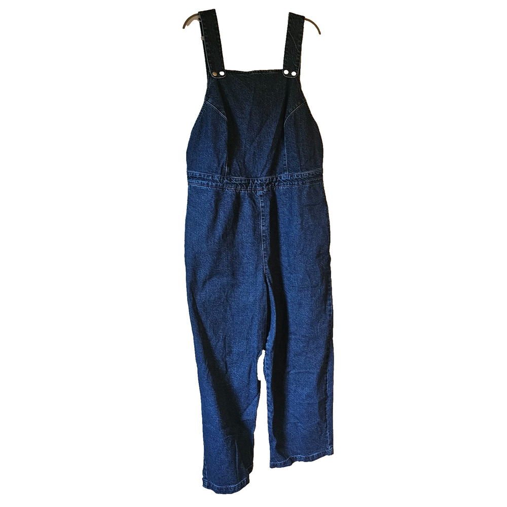 ASOS Denim Overalls Jumpsuit Wide Leg Blue Utility Size US 14